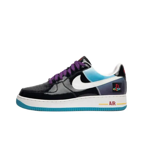 PlayStation x Nike Air Force 1 Anti-Slip Wear-Resistant Low-Top Skateboard Shoes Unisex Black White Blue