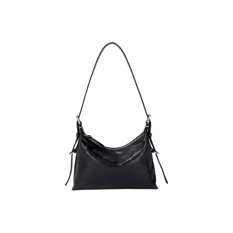 BAMPO Cow Leather Crossbody Bag Shoulder Bag Small Size Women's Pure Black-0