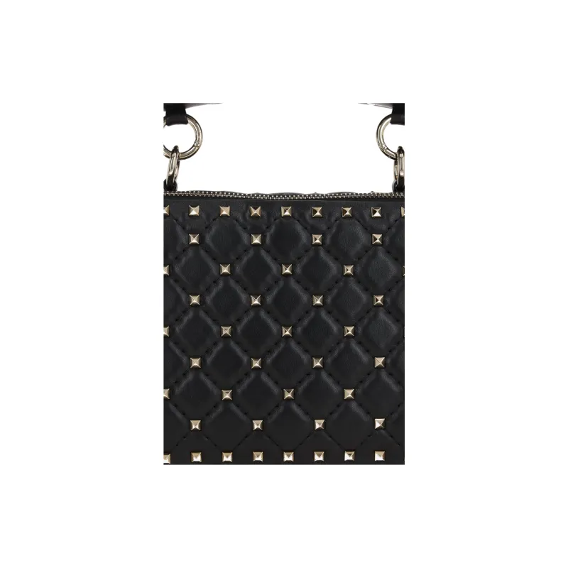 Valentino ROCKSTUD SPIKE Lambskin One Shoulder Handbags Women's Black-3