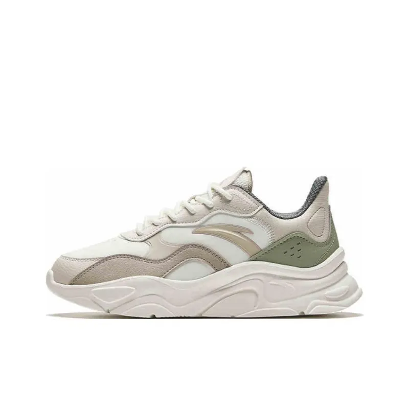 Anta Little Millennium Cushioning Anti-Slip And Wear-Resistant Low-Top Casual Shoes Women's Beige Gray Green-0