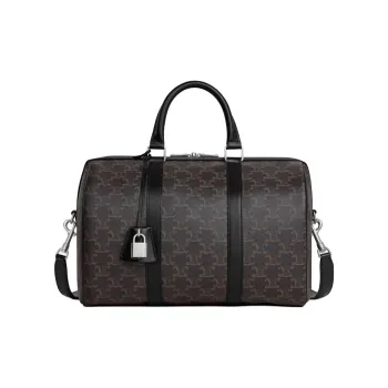 CELINE Triomphe Canvas With Calfskin Shoulder Bag, Crossbody Bag, Handbag Large Size Men's Black