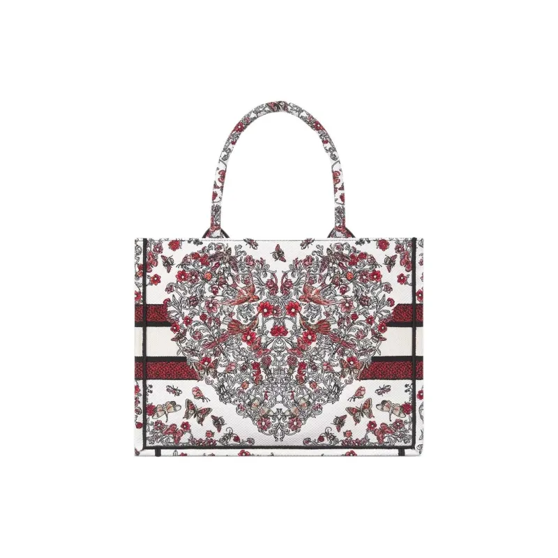 DIOR Fabric Tote Bag, Shopping Bag, Handbag Medium Size Women's Milk White-2