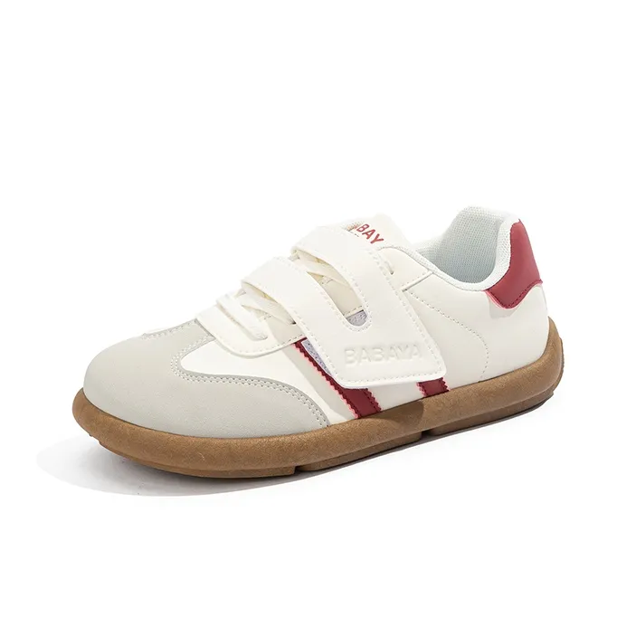 Babaya Anti Slip And Wear Resistant Breathable Low Top Kids' Skateboarding Shoes Beige Burgundy Teenagers-1