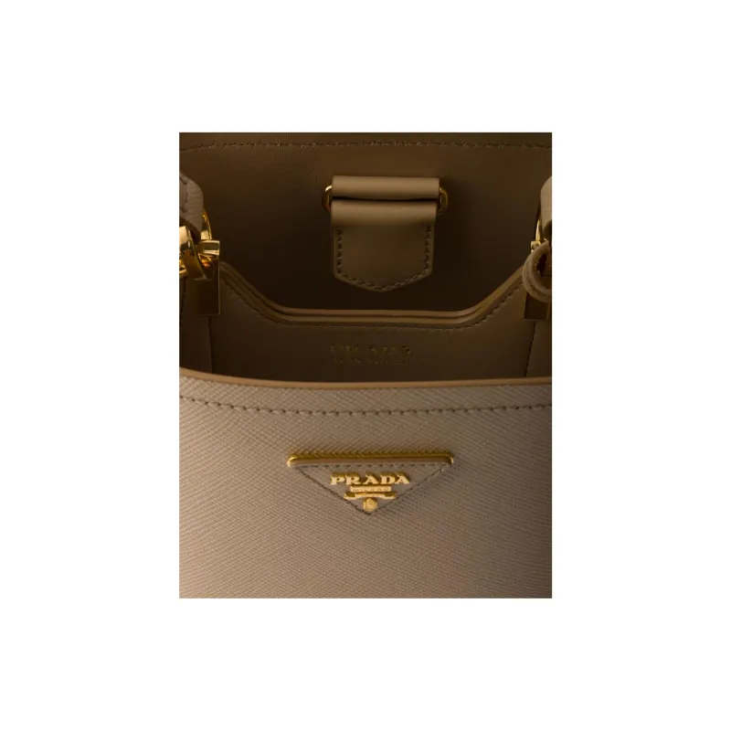 PRADA Prada Saffiano Calfskin Shoulder Bag Crossbody Bag Handbag Mini Women's Sandy Beige-4
