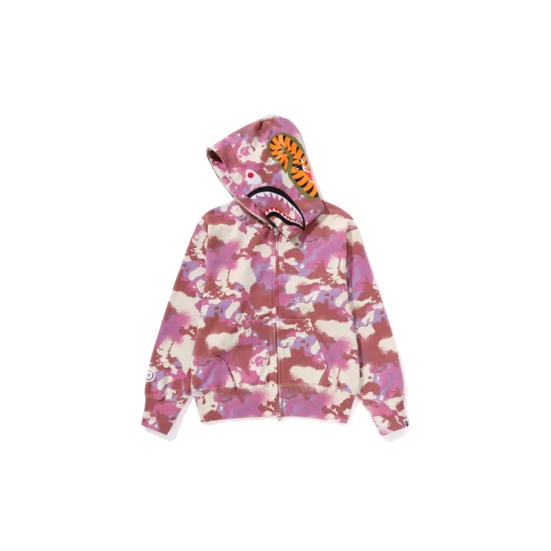 Bape Women's Map Camo Shark Full Zip Hoodie Pink-1