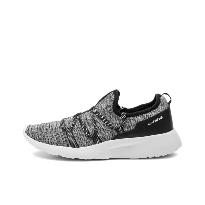 LiNing Cushioning Breathable Abrasion Resistant Slip Resistant Low Top Running Shoes Women's Black Gray-0