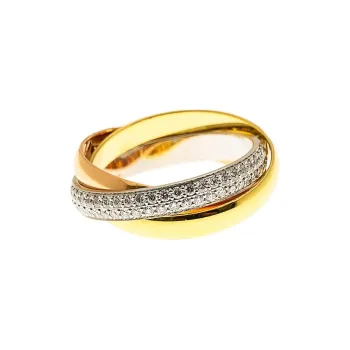 CARTIER 18K Rose Gold Rings Unisex Pink Gold/Silver