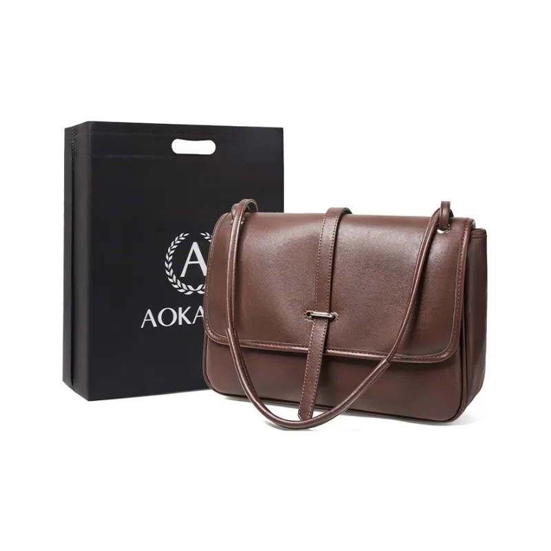 AOKANG Cow Leather Messenger Bag, Shoulder Bag, Shoulder Bag, Crossbody Bag, Hobo Bag Women's Caramel Brown/Coffee-5