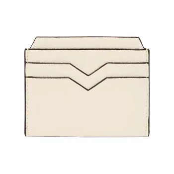 Valextra Pocket Grain Cow Leather Card Holder Unisex White