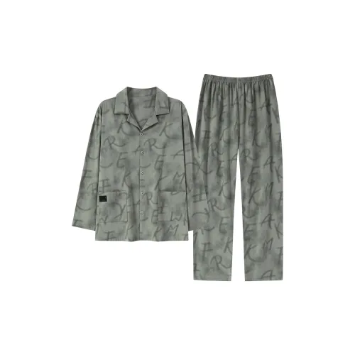 Good Fortune Pajama Set Men's Gray Green