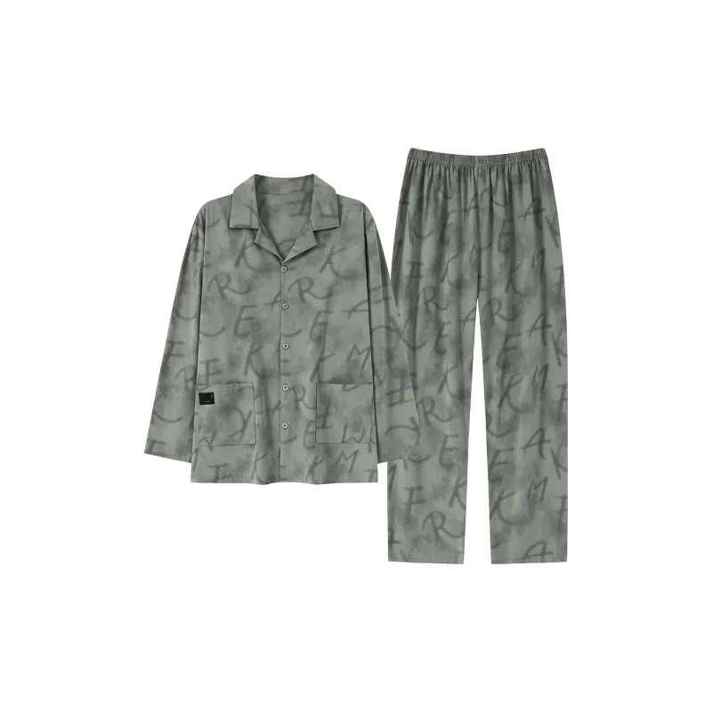 Good Fortune Pajama Set Men's Gray Green-0