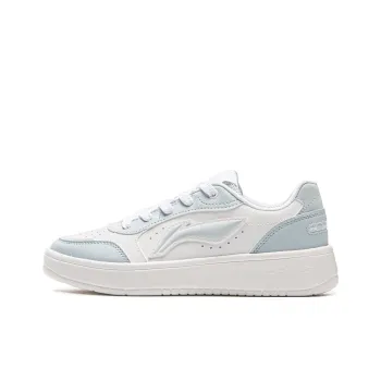 LiNing Yuanbao Pure Anti Slip And Wear Resistant Lightweight Low Top Skateboard Shoes Women's White Blue