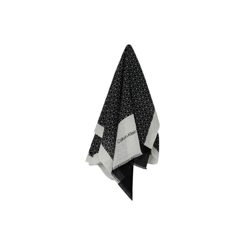 CALVIN KLEIN Cotton Linen Knit Scarves Women's Black-0