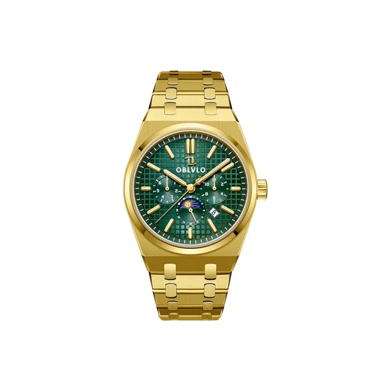 OBLVLO Automatic Mechanical Movement Steel Strap Men's Watches White Dial-13