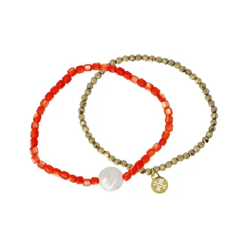 ANARTXY Medical Steel Beads Glass Beads Pearl Surgical Steel Bracelets Women's Multicolor