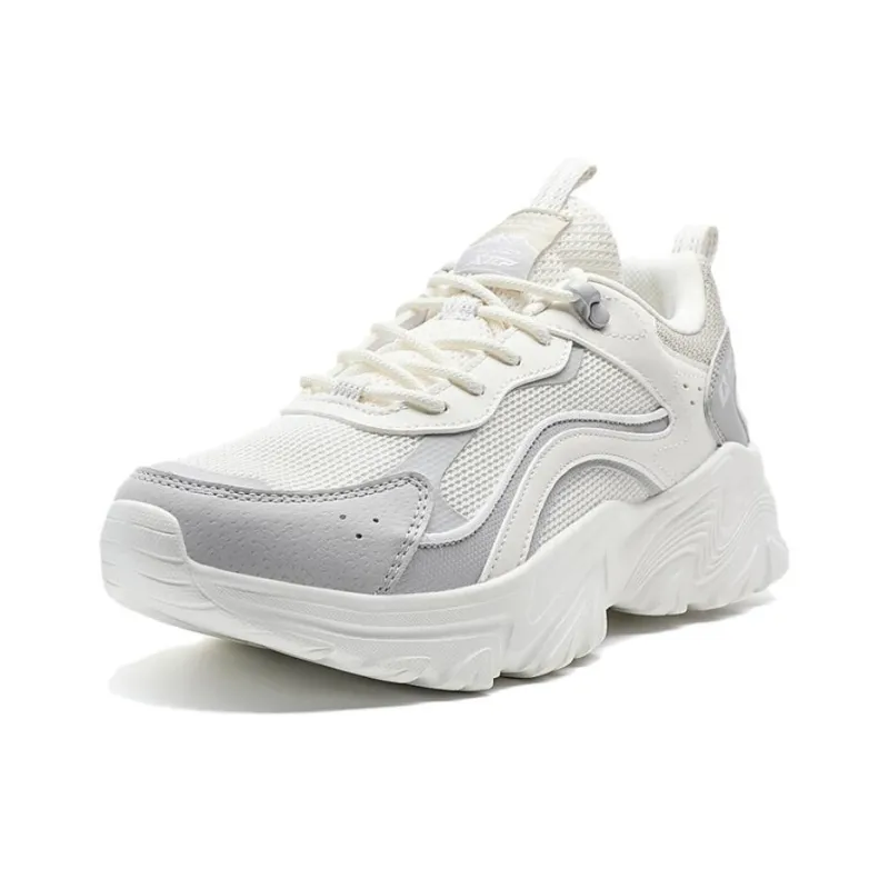 XTEP Abrasion Resistant Slip Resistant Cushioning Low Top Outdoor Shoes Women's White Gray-1