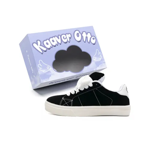KAAVER OTTO Anti Slip And Wear Resistant Lightweight Balance Low Top Skateboard Shoes Unisex White Black