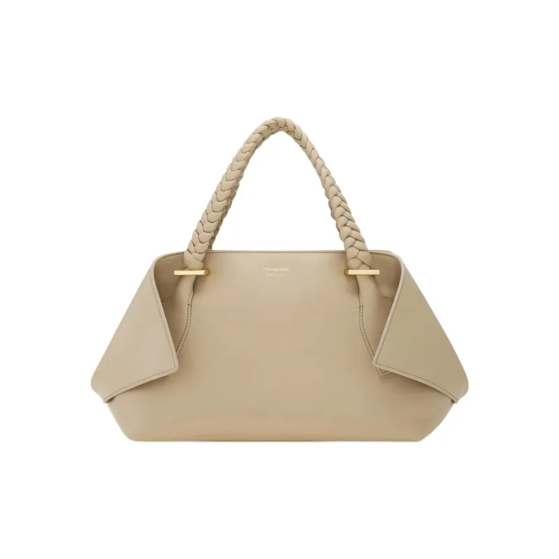 FERRAGAMO Cow Leather Shoulder Bag Crossbody Bag Handbag Small Size Women's Beige-0