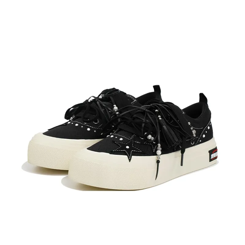 'TANGTAN1900' x KAALIXTO Anti Slip And Wear Resistant Lightweight Low Top Canvas Shoes Unisex Black-2