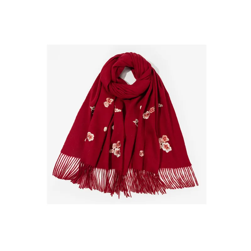 Shanghai Story Sheep Wool Knit Scarves Women's 3 Colors Available For Selection-18