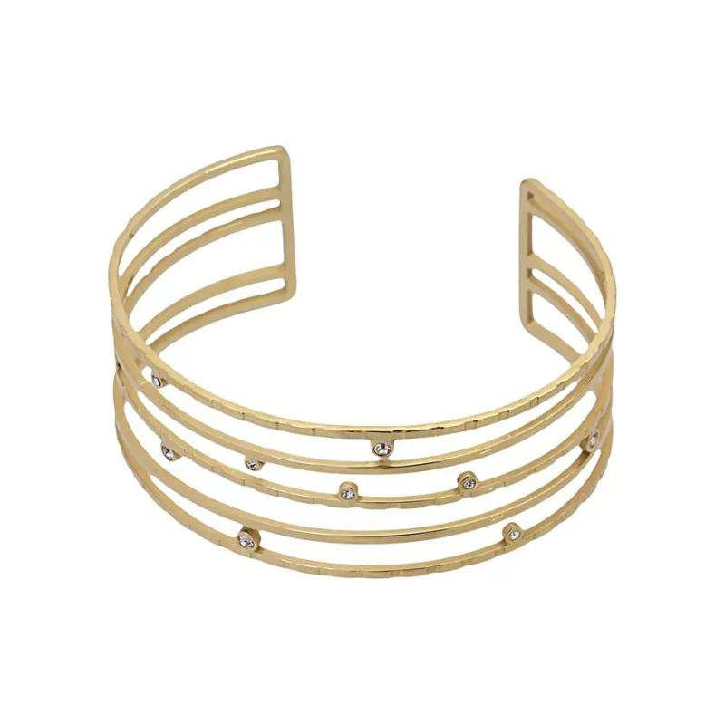ANARTXY Surgical Steel Zircon Zirconia Bangles Women's Silver/Gold-2