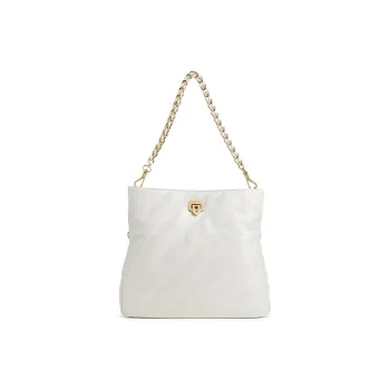 CHARLES&KEITH PU Shoulder Bag Medium Size Women's Black/Cream Milk White