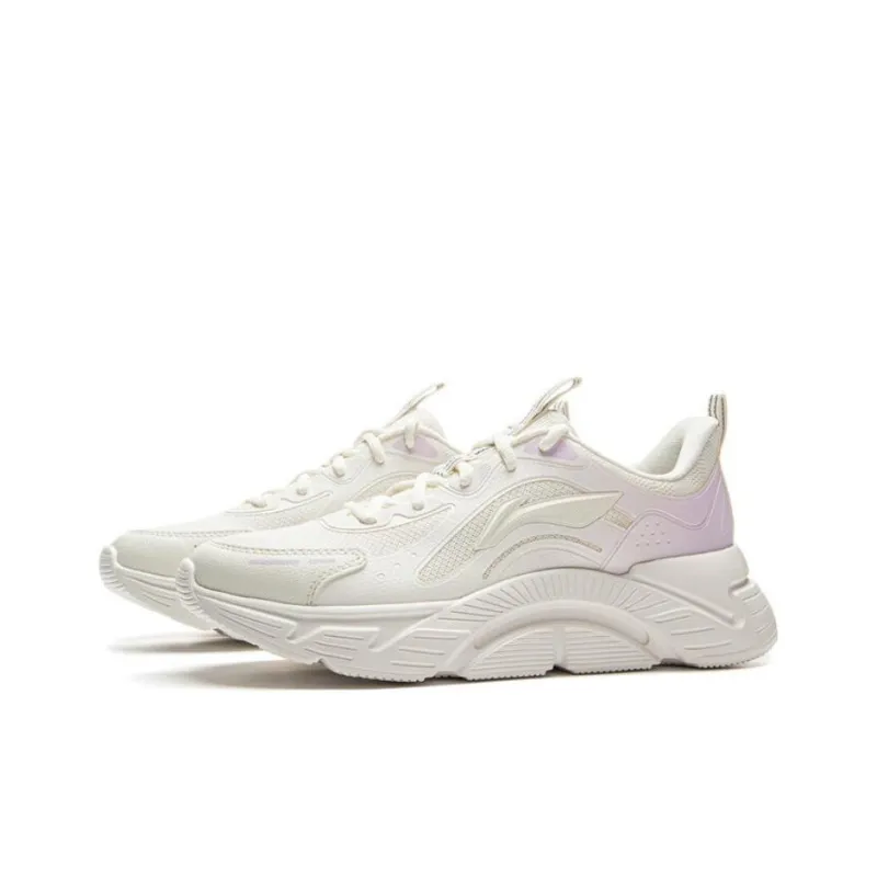 LiNing Lightweight And Airy Low Top Sprint Running Shoes Women's White Purple-2