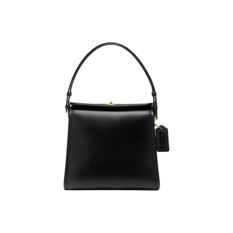COACH Turnlock Glove Tanning Box Bag, Handbag, Crossbody Bag, Shoulder Bag Women's Black-0