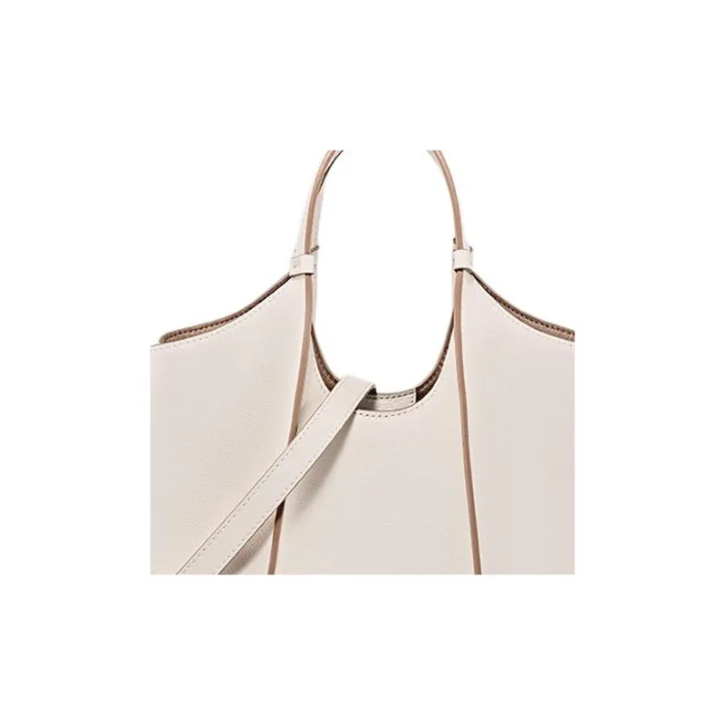 DISSONA Cow Leather Tote Bag, Shopping Bag, Shoulder Bag, Crossbody Bag, Handbag Small Size Women's White-1