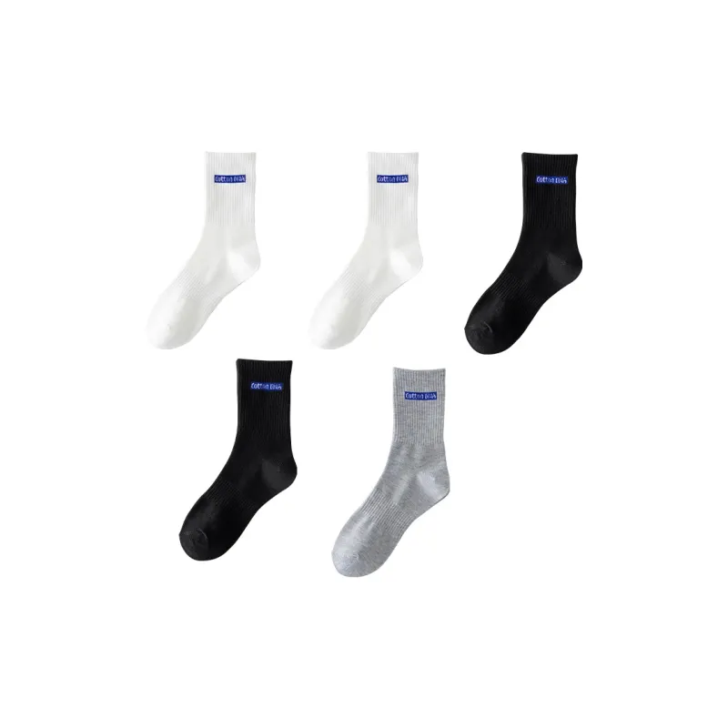 Cotton Gene Mid Calf Socks Unisex 5 Pack-10