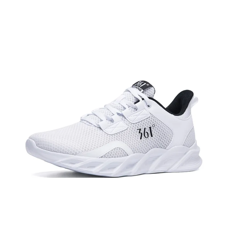 361° Cushioning Wear Resistant Low Top Running Shoes Men's White Obsidian Black-2