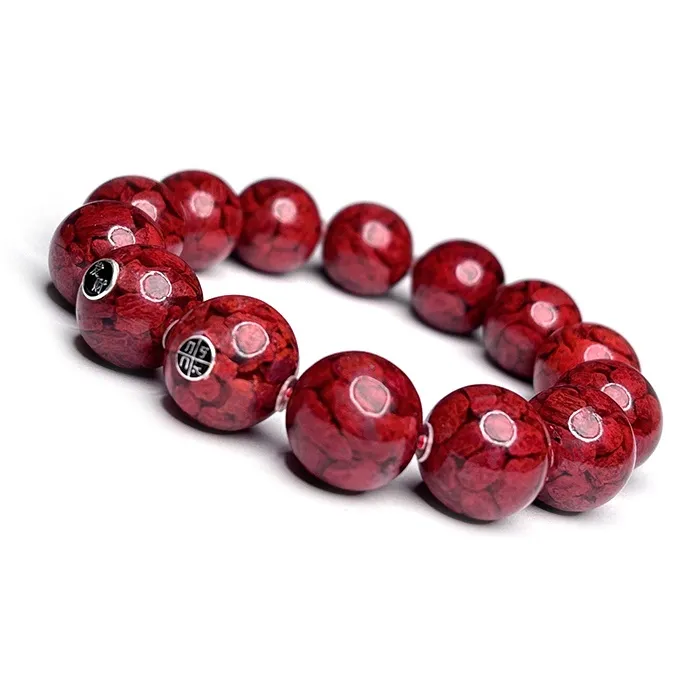 MOUNTAINS AND MANS Cinnabar New Chinese Style Good Luck Beaded Bracelet Men's-2
