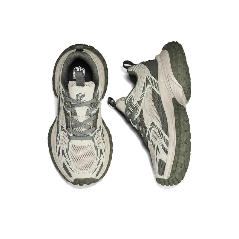 NFL Clunky Chunky Sneakers Unisex Low Top Army Green-3