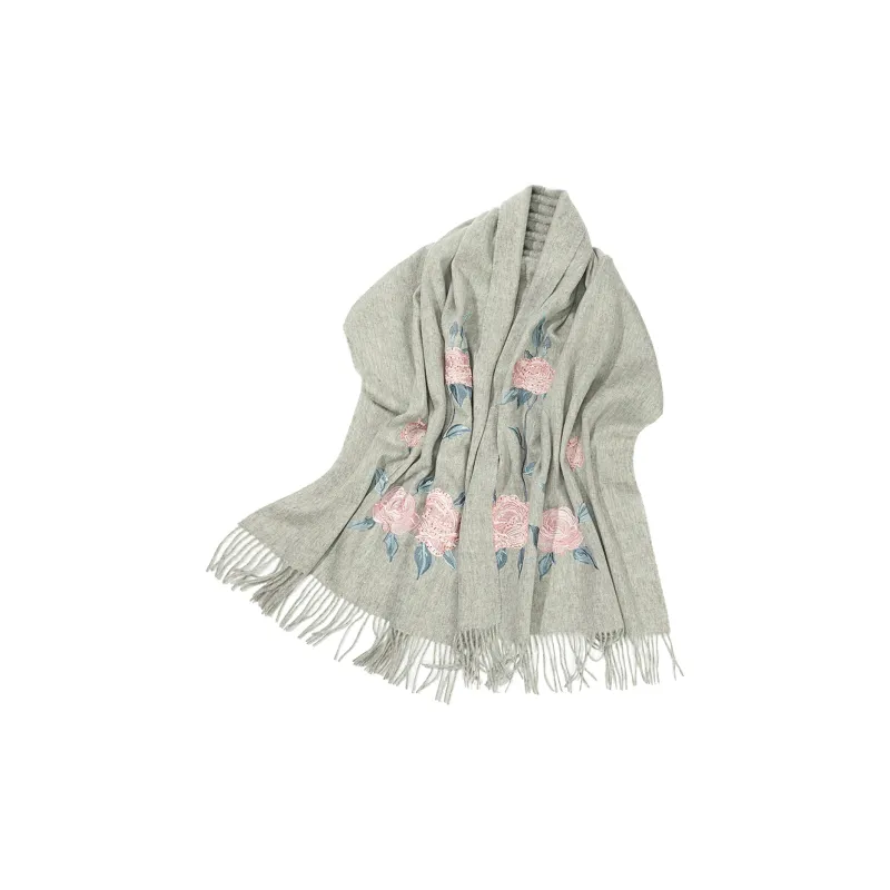Shanghai Story Sheep Wool Knit Scarves Women's 3 Colors Available For Selection-16