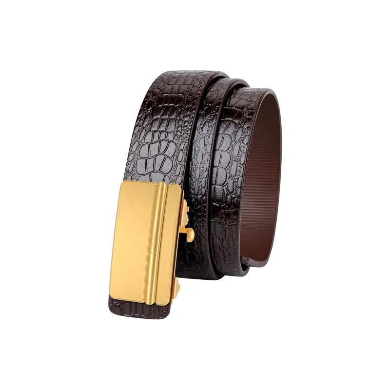 CATELLES Non Strap Crocodile Pattern Top Grain Cow Leather Leather Belts Men's 3.4cm-9