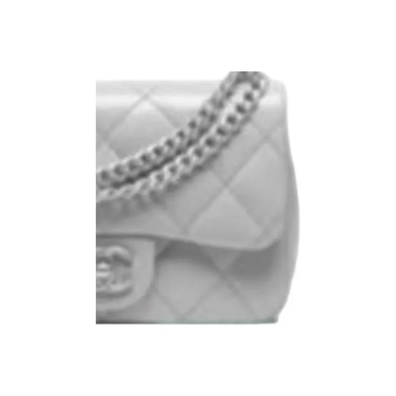 CHANEL Leather Crossbody Bag, Shoulder Bag Mini Women's Silver Gray & Green-2