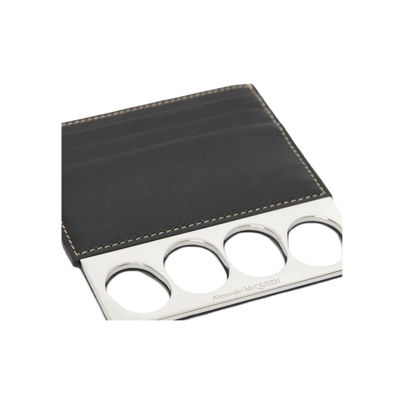 Alexander McQueen Calfskin Card Holder Men's Black-3