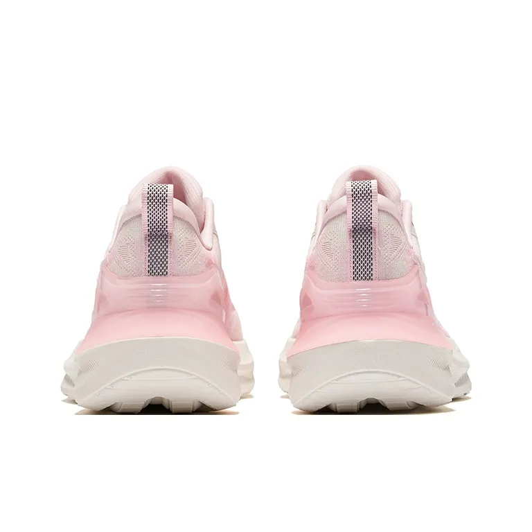 Erke Cushioning Breathable Rebound Low-Top Sprint Running Shoes Women's Microcrystal White Lotus Petal Pink-3