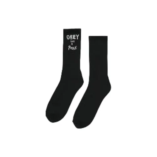 Obey Mid-Calf Socks Men's 1 Pair Of Twins Black