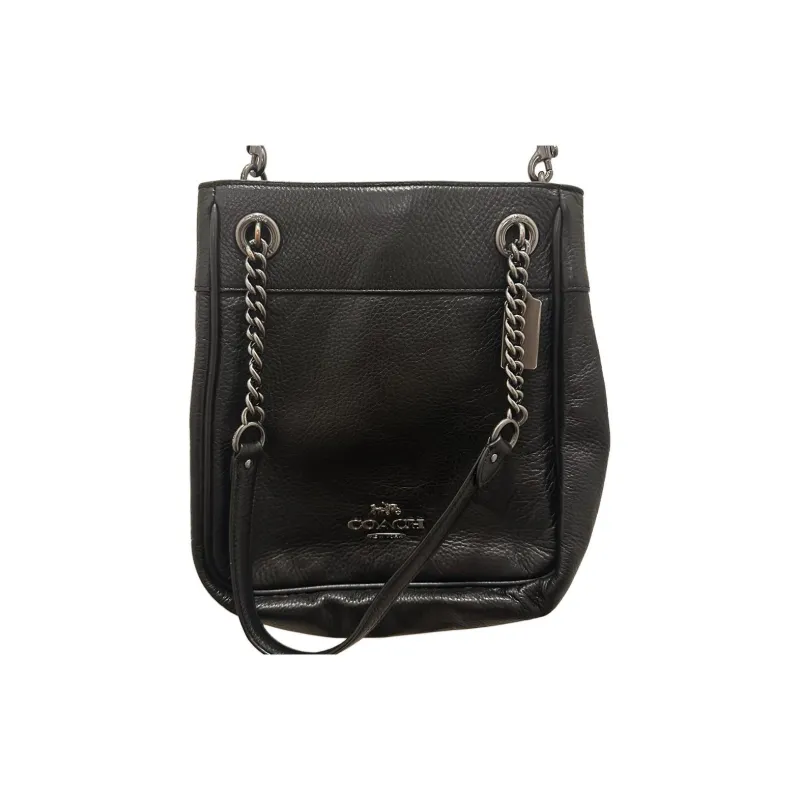 COACH Cammie Pebbled Leather Bucket Bag Handbag Shoulder Bag Crossbody Bag Medium Size Women's Black-3