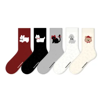 COTTON CHEESE Mid Calf Socks Unisex 5 Pack Winter Butterfly Returns