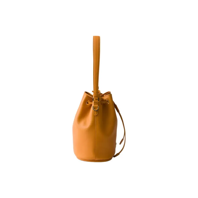 PRADA Leather Bucket Bag, Shoulder Bag, Crossbody Bag, Handbag Mini Women's Amber-2