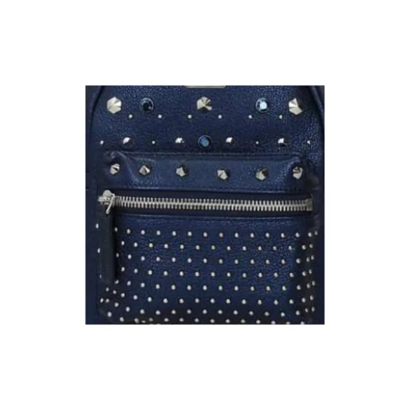MCM Leather Backpack Women's Blue-3