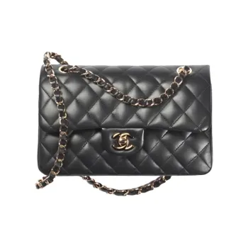 CHANEL Classic Flap CF Lambskin Shoulder Bag Crossbody Bag Small Size Women's Black