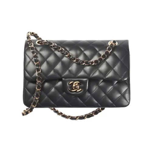 CHANEL Classic Flap CF Lambskin Shoulder Bag Crossbody Bag Small Size Women's Black