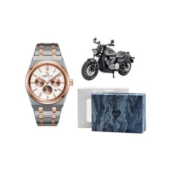 OBLVLO Automatic Mechanical Movement Steel Strap Men's Watches White Dial