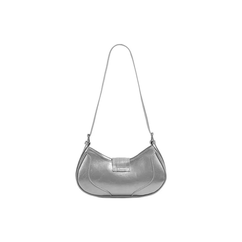 OKEKE Pu Shoulder Bag Regular Unisex Black/Coffee/Silver-11