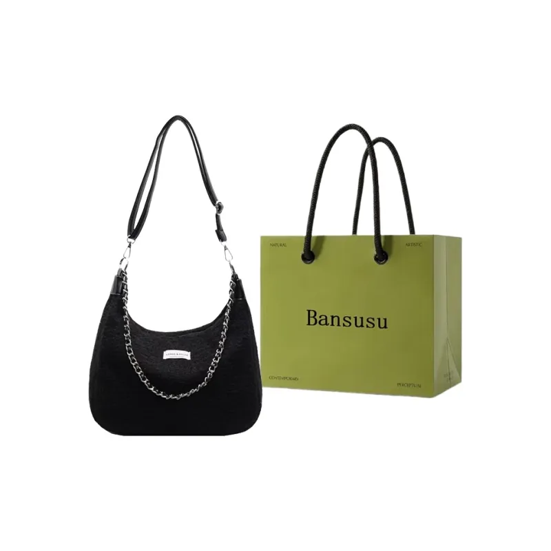 Bansusu Plush Portable Crossbody Bag, Shoulder Bag Regular Small Size Women's Black/Gray Leopard Print-5