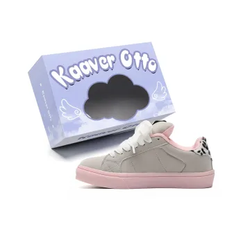 KAAVER OTTO Anti Slip And Wear Resistant Lightweight Balance Low Top Skateboard Shoes Women's Gray Pink