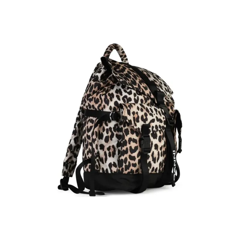 GANNI Leopard Printed Drawstring Backpack-3